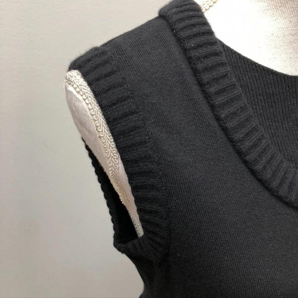 Chanel Knit Dress Womens 40 Women Black Pleated Sleeveless CC Logo Wool‎ Blend